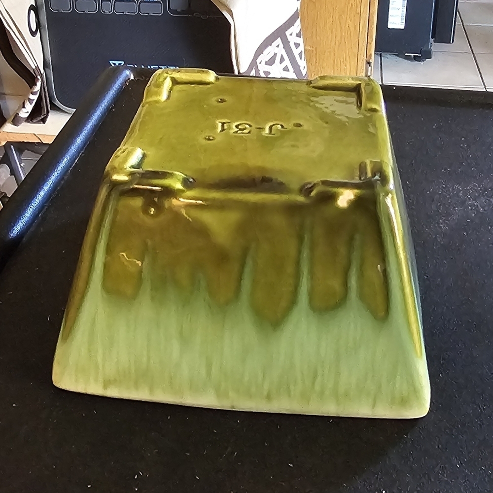 Drip Glaze Green Ceramic Square Bowl Planter - Picture 5 of 8
